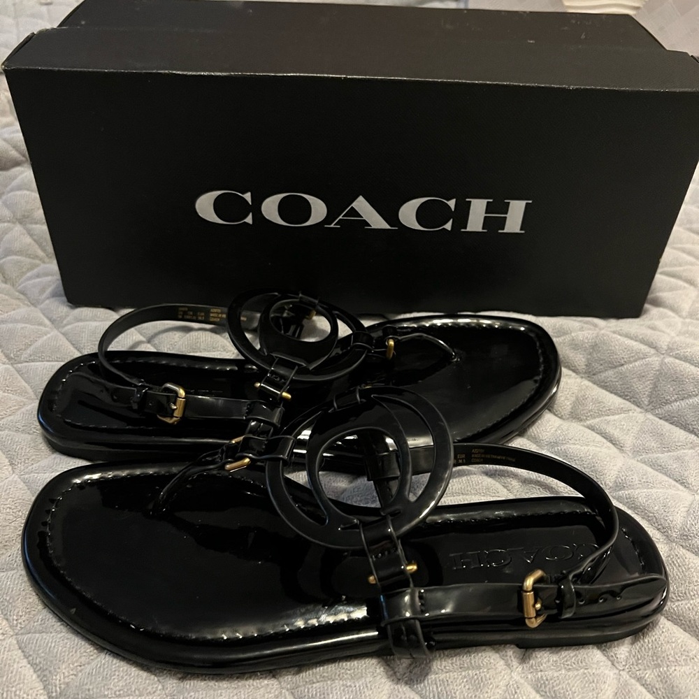 Coach Jeri Patent Leather Sandal Black  Never Worn Brand New Size 6 - Picture 6 of 6